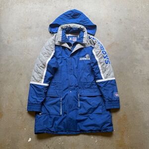 Vintage Starter NFL Dallas Cowboys Parka Jacket Blue Grey XL